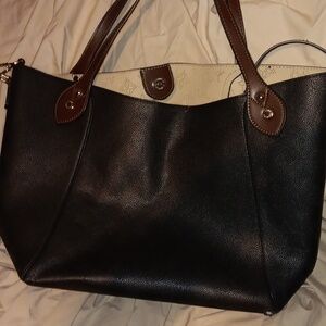 Louis Vuitton cross body bag, black with brown straps, PRE-OWNED